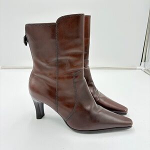 Women’s Unisa Kerry Brown Leather Heeled Boot Pointed Toe Whimsigoth Witchy Sz 9